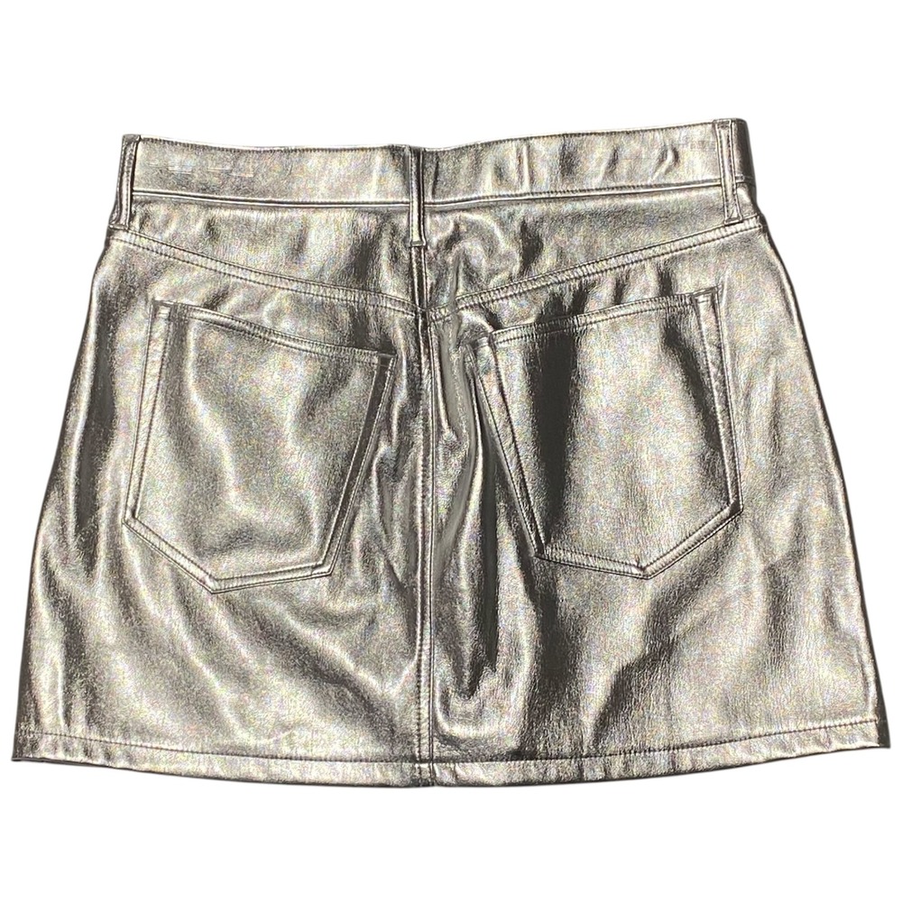 Abercrombie & Fitch Metallic Silver Faux Leather Mini Skirt Womens Size 28/6 - Picture 8 of 8